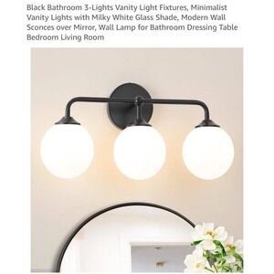 Black Bathroom 3-Lights Vanity Light Fixtures, Minimalist Vanity Lights with ...
